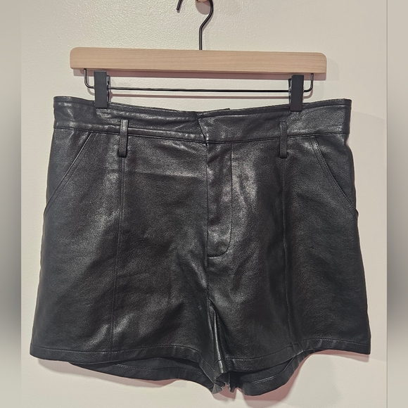 Altar'd State Pants - Altar'd State Sleek Black Faux Leather High Waist Shorts Womens Size Large